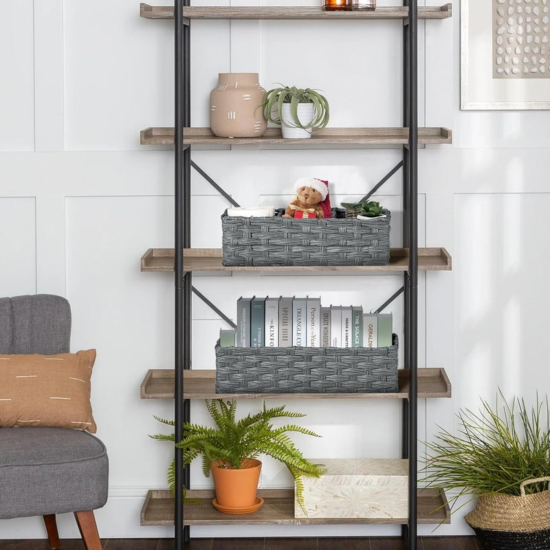 DULLEMELO Toilet Paper Basket for Organizing, Small Bathroom Baskets for Storage, Waterproof Basket for Back of Toilet, Grey, 2 Pack - Image 3